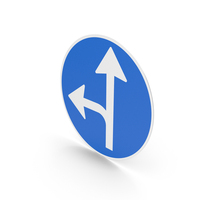 Danish Go Straight Or Turn Left Sign PNG & PSD Images