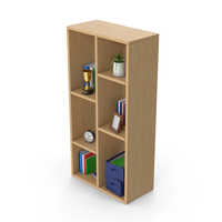 Wooden Bookshelf Set PNG & PSD Images
