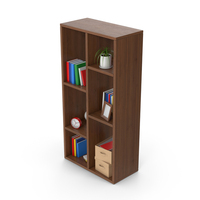 Bookshelf Set Dark Wood PNG & PSD Images