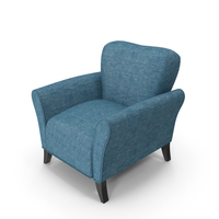 Caribbean Blue Linen Armchair PNG & PSD Images