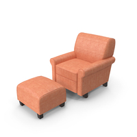 Orange Linen Armchair And Ottoman PNG & PSD Images