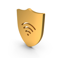 Gold WiFi Internet Protection Shield Icon PNG & PSD Images