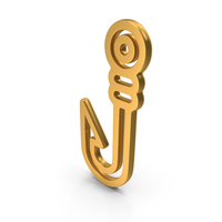 Gold Fish Hook Outline Icon PNG & PSD Images