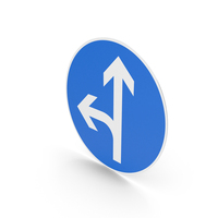 Finnish Turn Left Or Continue Straight Ahead Sign PNG & PSD Images