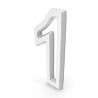 Number M1F OutLine 1 White One PNG & PSD Images