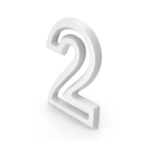 Number M1F OutLine 2 White Two PNG & PSD Images