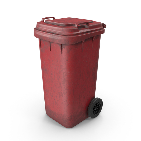 Red Dirty Wheeled Garbage Bin PNG & PSD Images