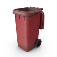 Red Dirty Open Wheeled Garbage Bin PNG & PSD Images