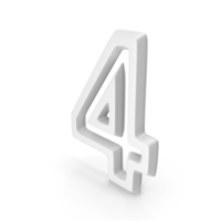 Number M1F OutLine 4 White Four PNG & PSD Images
