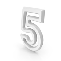 Number M1F OutLine 5 White Five PNG & PSD Images