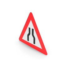Danish Road Narrows Sign PNG & PSD Images