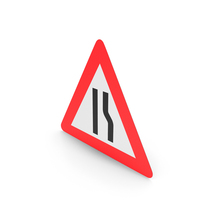 Danish Road Narrows To The Right Sign PNG & PSD Images