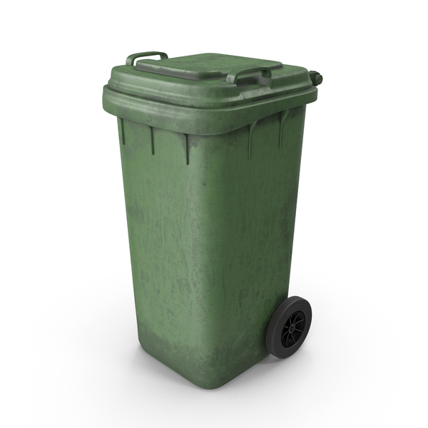 Wheeled Garbage Bin Green Dirty PNG & PSD Images