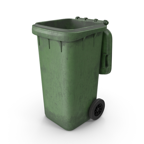 Wheeled Garbage Bin Green Dirty Open PNG & PSD Images
