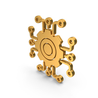 Gold Automated Solutions Cogwheel Icon PNG & PSD Images