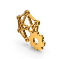Gold Automated Solutions Cogwheel Icon PNG & PSD Images
