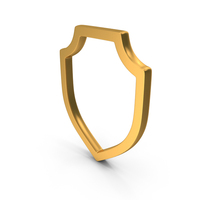 Out Line Sheild Icon Gold PNG & PSD Images