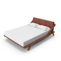 Acacia Bed With Leather Headboard PNG & PSD Images