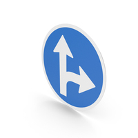 Icelandic Turn Right or Straight Sign PNG & PSD Images