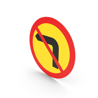 Icelandic Left Turn Prohibited Sign PNG & PSD Images