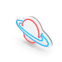 Glass Neon Saturn Sign PNG & PSD Images