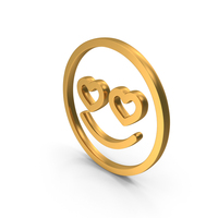 Emoji Love Smile Icon Gold PNG & PSD Images