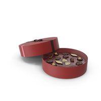 Round Chocolate Box Open Red PNG & PSD Images