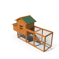 Wooden Small Chicken Coop with Chicken Run Empty PNG & PSD Images