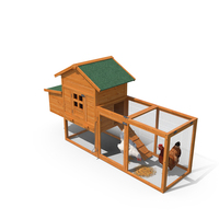 Wooden Small Chicken Coop With Chickens PNG & PSD Images
