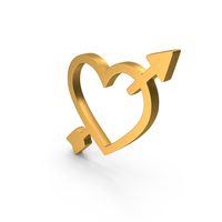 Cupid Heart Arrows Icon Gold PNG & PSD Images