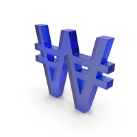 KOREAN WON CURRENCY ICON GLASS PNG & PSD Images