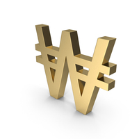 KOREAN WON CURRENCY ICON GOLD PNG & PSD Images