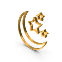 Three Stars With Moon Decorative PNG & PSD Images