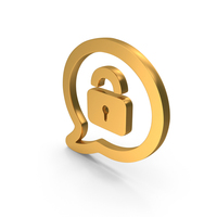 Messaging Lock Topic Icon Gold PNG & PSD Images