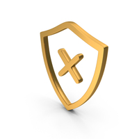 Out Line Network Delete Shield Icon Gold PNG & PSD Images