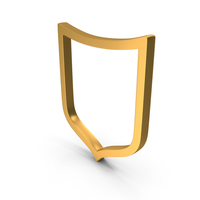 Out Line Sheild Icon Gold PNG & PSD Images