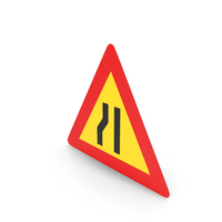 Icelandic Sign Road Narrows On Left Hand Side PNG & PSD Images