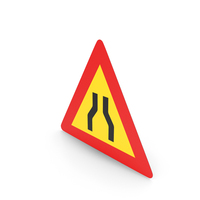 Icelandic Road Narrows On Both Sides Sign PNG & PSD Images