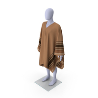 Brown Striped Poncho On Mannequin PNG & PSD Images