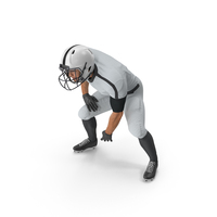 Crouching American Football Player In White Uniform PNG & PSD Images