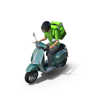 Delivery Man Riding Scooter PNG & PSD Images