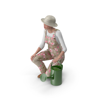 Gardener Chinese Old Lady Sitting PNG & PSD Images