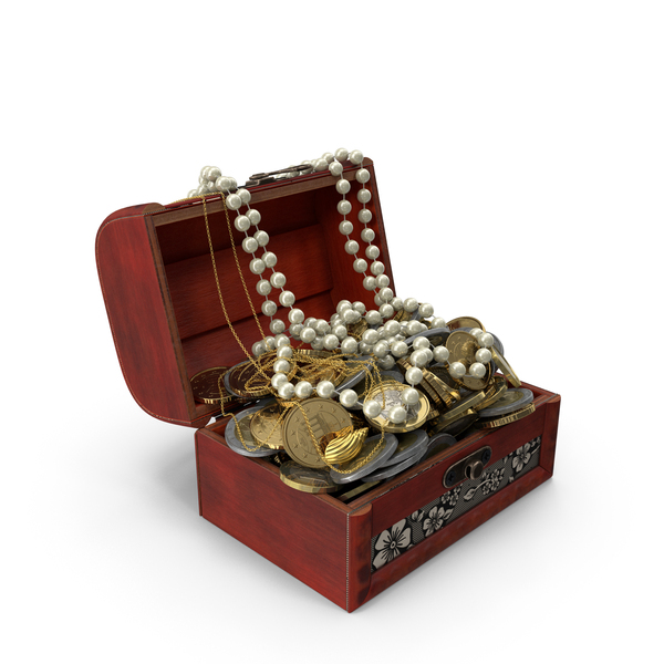 Treasure Box Full Of Euro Coins And Jewellery PNG & PSD Images