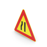 Italian Sign Road Narrows On Left PNG & PSD Images