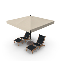 Outdoor Patio Umbrella With Lounge Chairs PNG & PSD Images