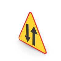 Polish Sign Road Stretch With Two Way Traffic PNG & PSD Images