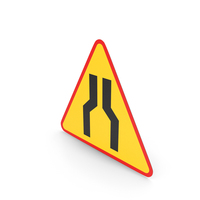 Polish Road Narrows Two Sided Sign PNG & PSD Images