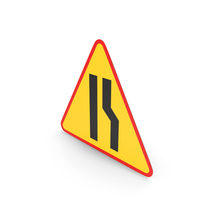 Polish Road Narrows On The Right Sign PNG & PSD Images