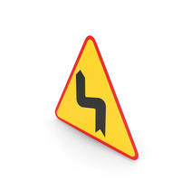 Polish Sign Dangerous Bends First To The Left PNG & PSD Images