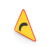Polish Sign Dangerous Bend To The Right PNG & PSD Images